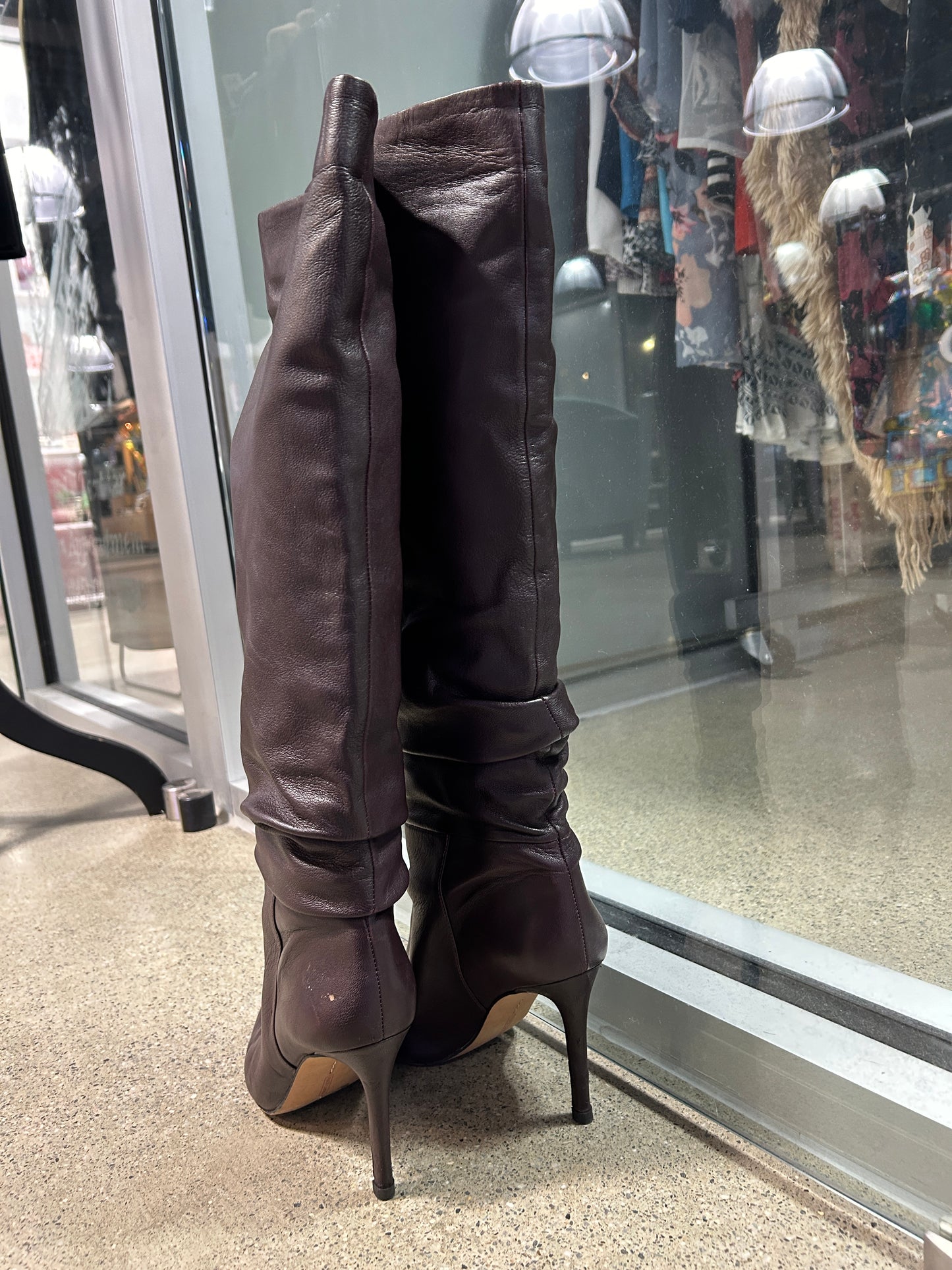Slouchy leather knee-high boots