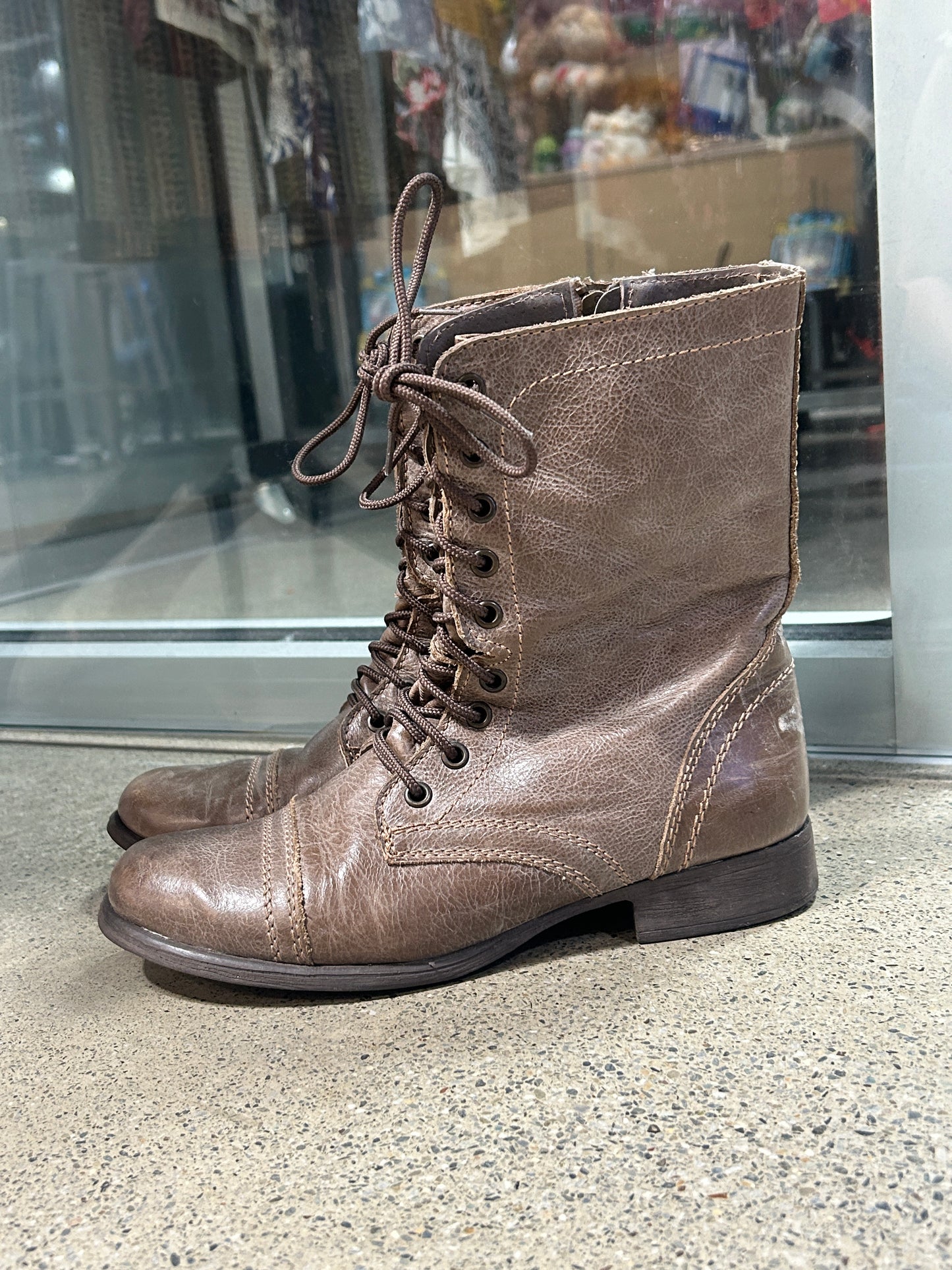 Leather lace up combat boots