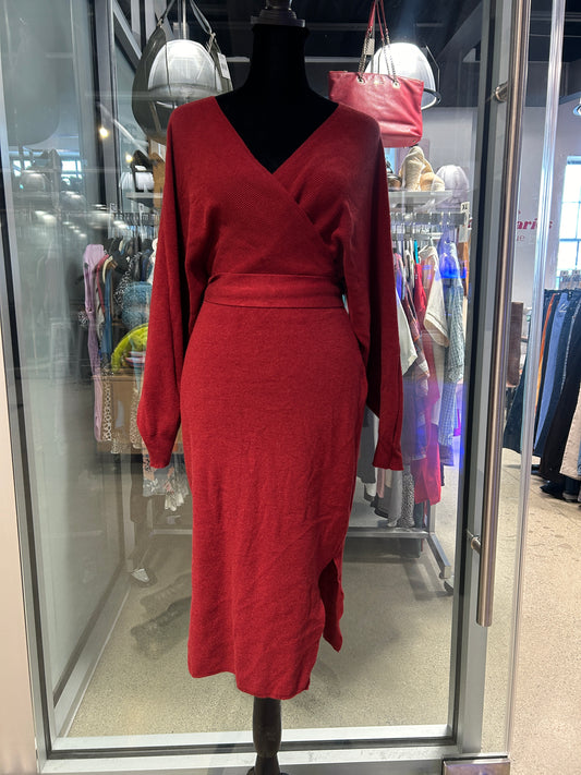 Ribbed Knit Wrap Dress