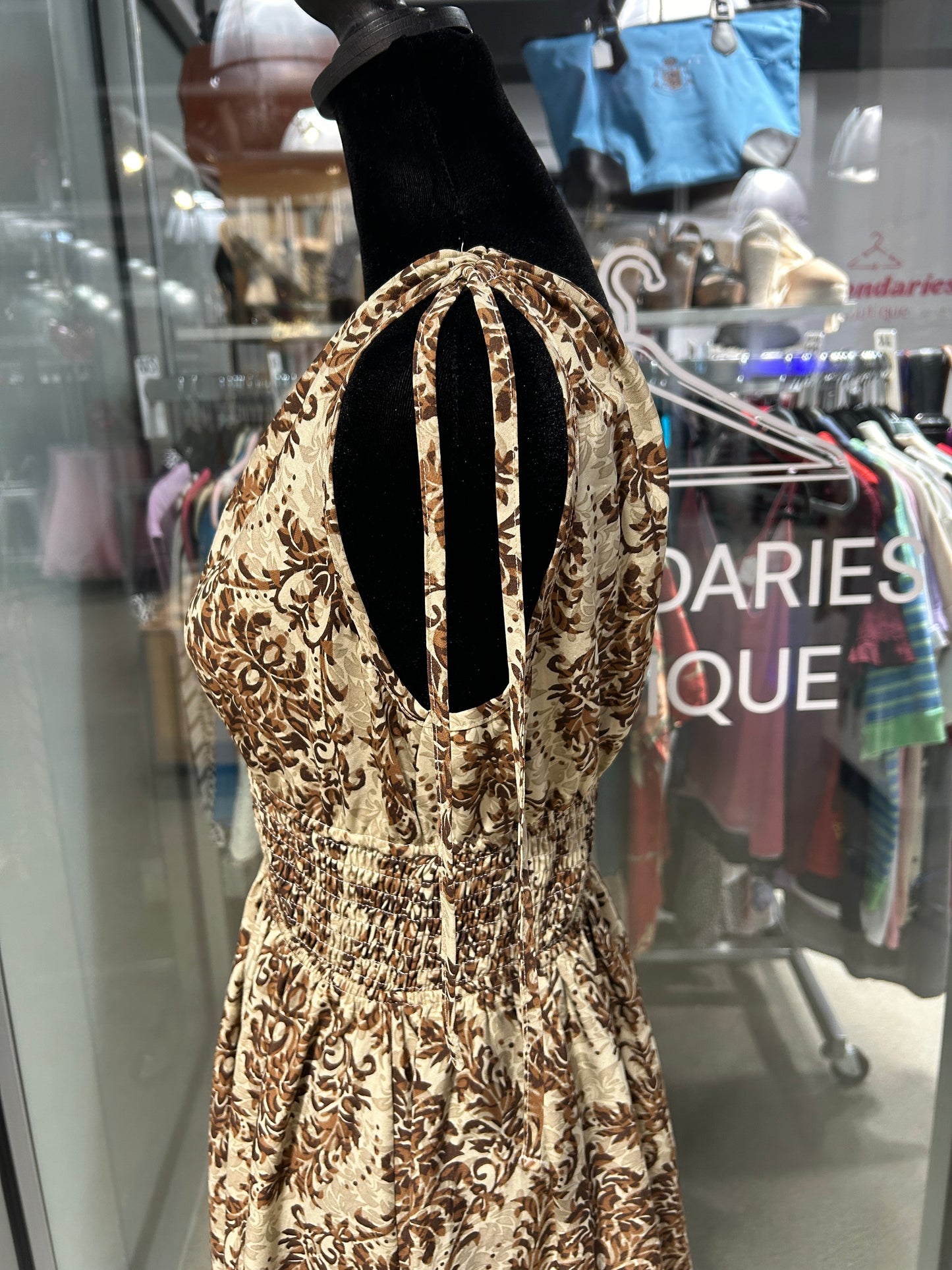 “Cupshe” Damask Sleeveless Smocked Waist Mini Dress