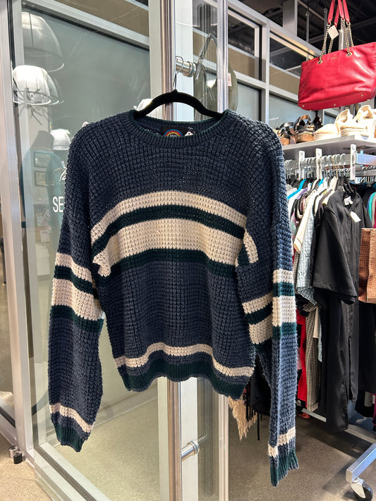 Vintage striped knit crew neck sweater