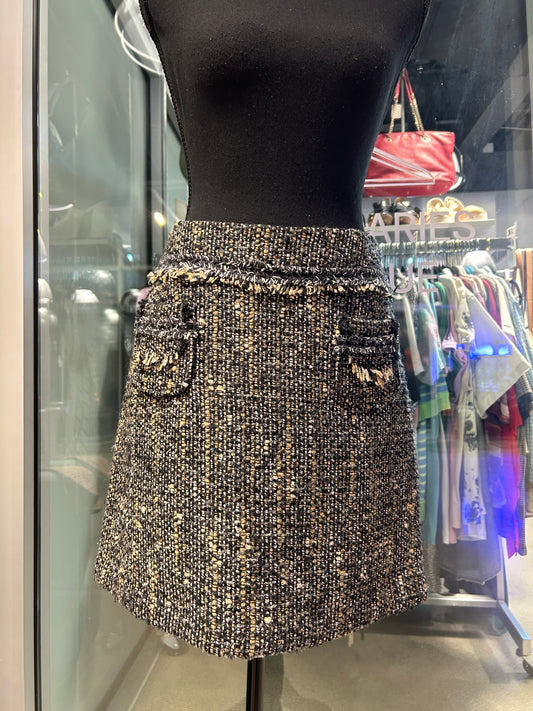 Black and tan tweed mini skirt