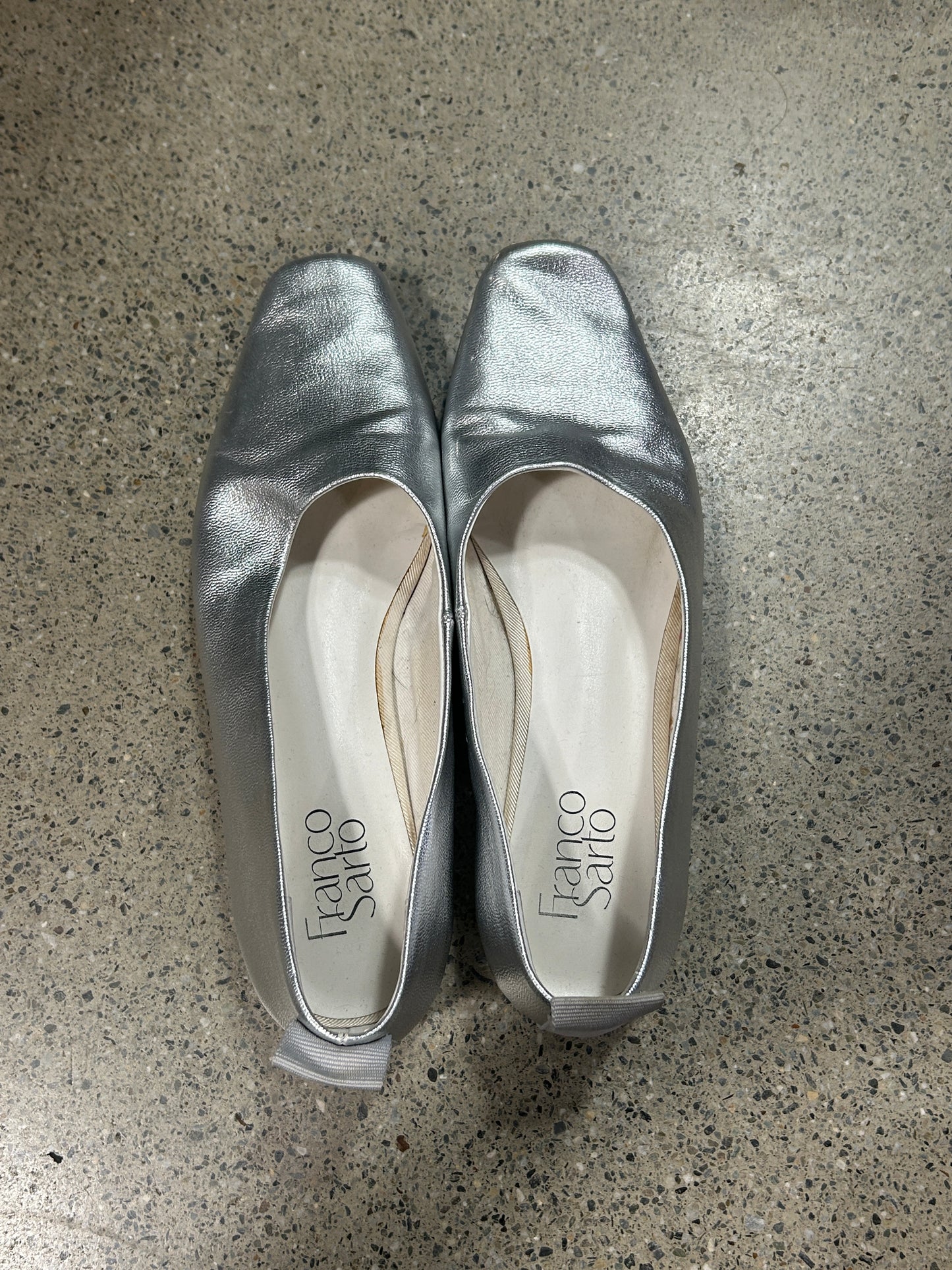 Silver leather ballet flats