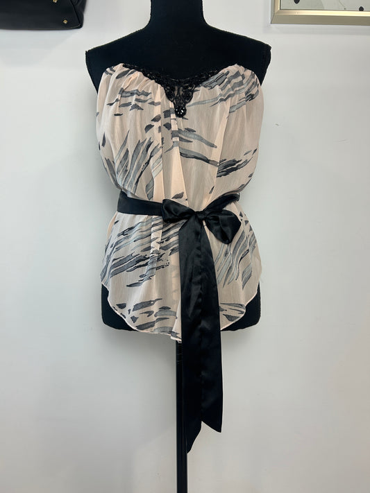 Strapless Corset Top With Belt Back Zipper Embroidered