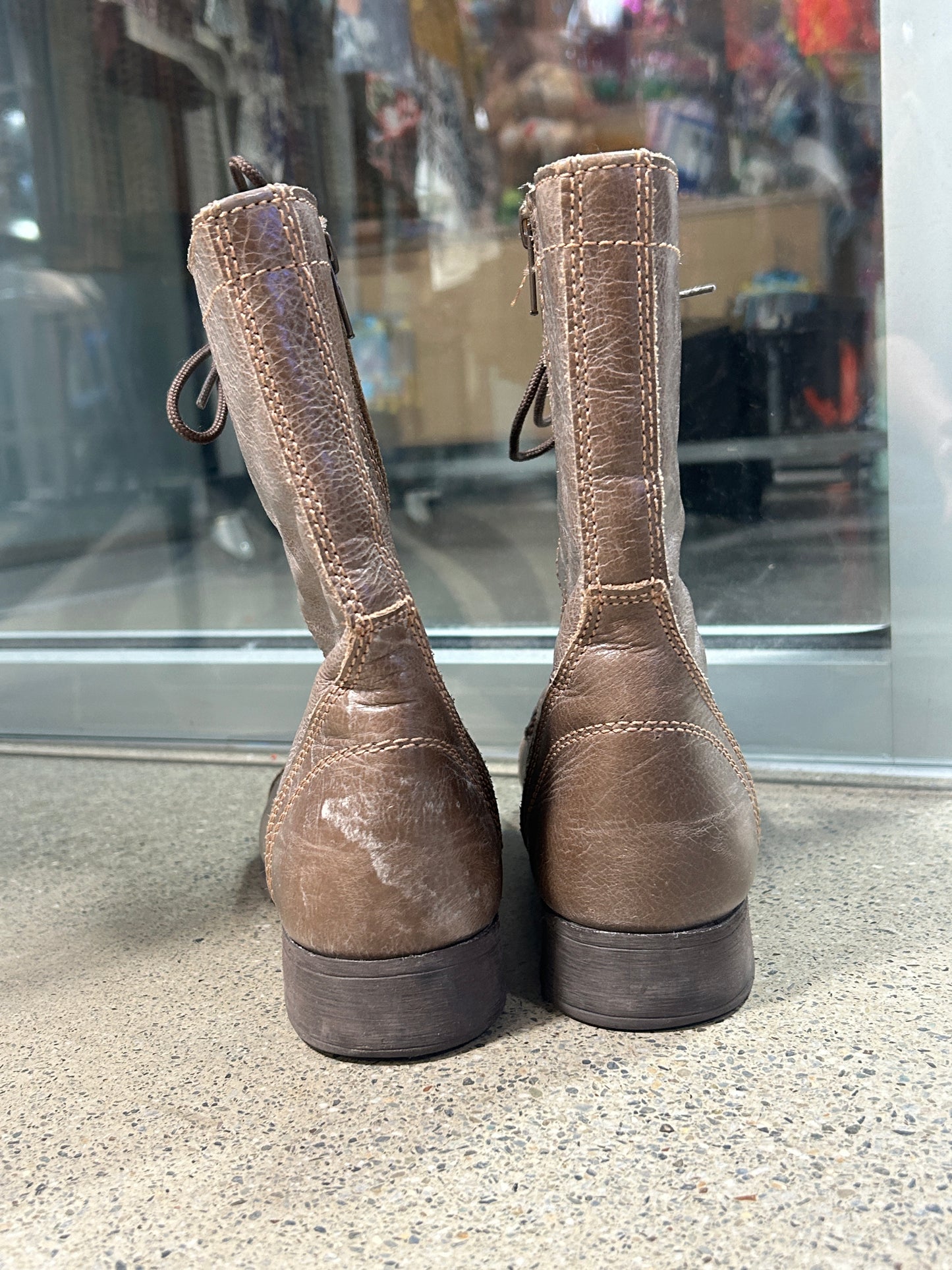 Leather lace up combat boots