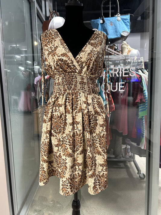 “Cupshe” Damask Sleeveless Smocked Waist Mini Dress