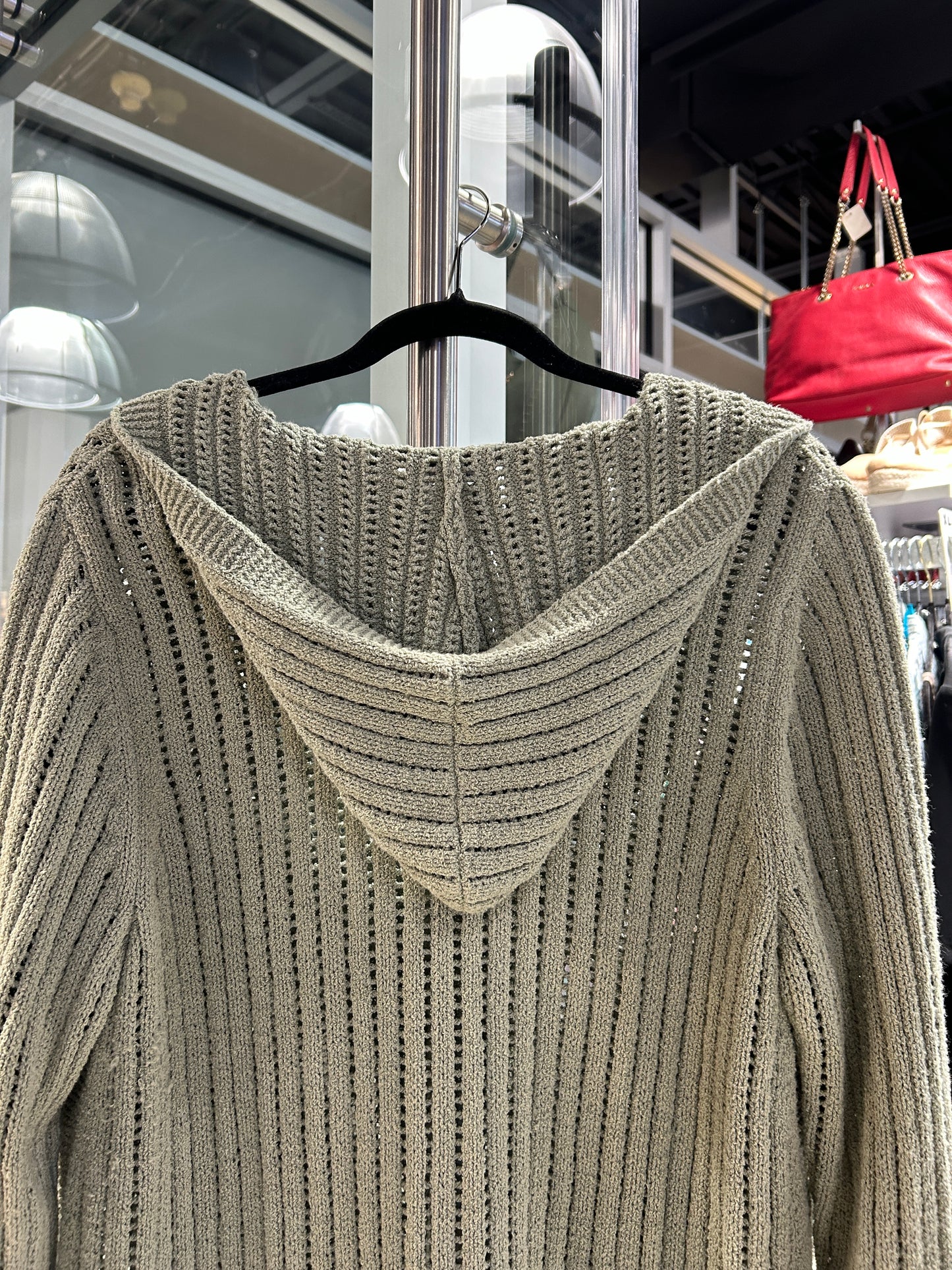 Sage Green Hooded Knit Cardigan