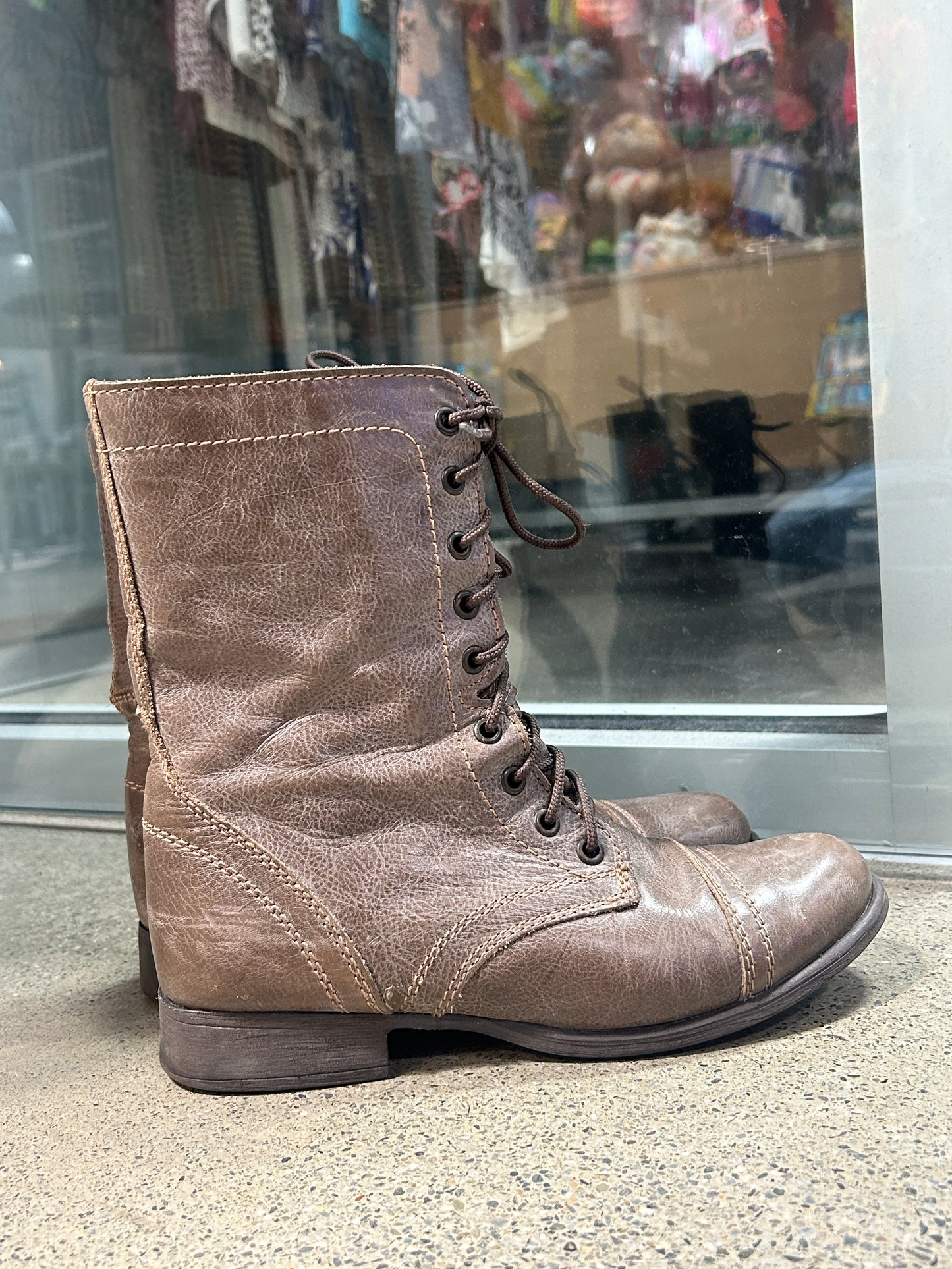 Leather lace up combat boots