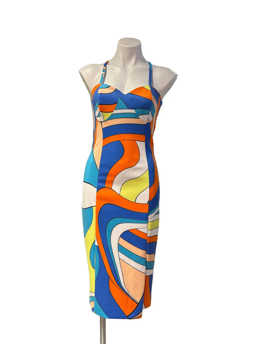 “Cache” Printed BodyCon Midi Dress