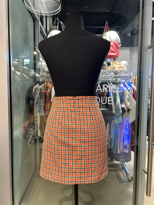 Mini orange plaid skirt