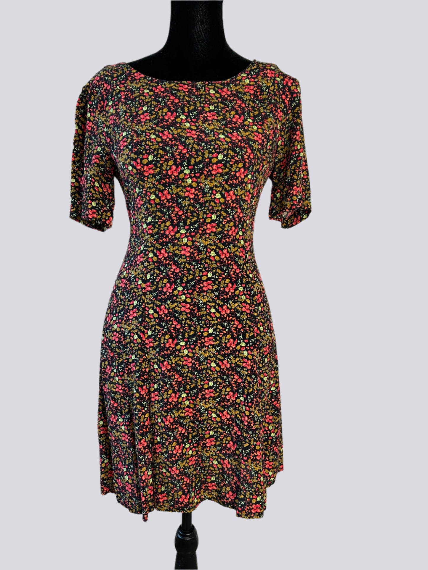 Multicolor Floral A-Line T-Shirt Mini Dress