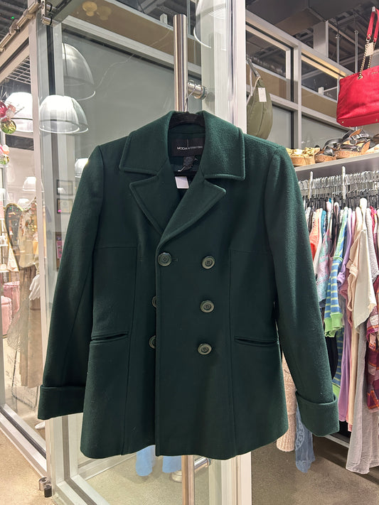 Moda International green wool blend pea coat