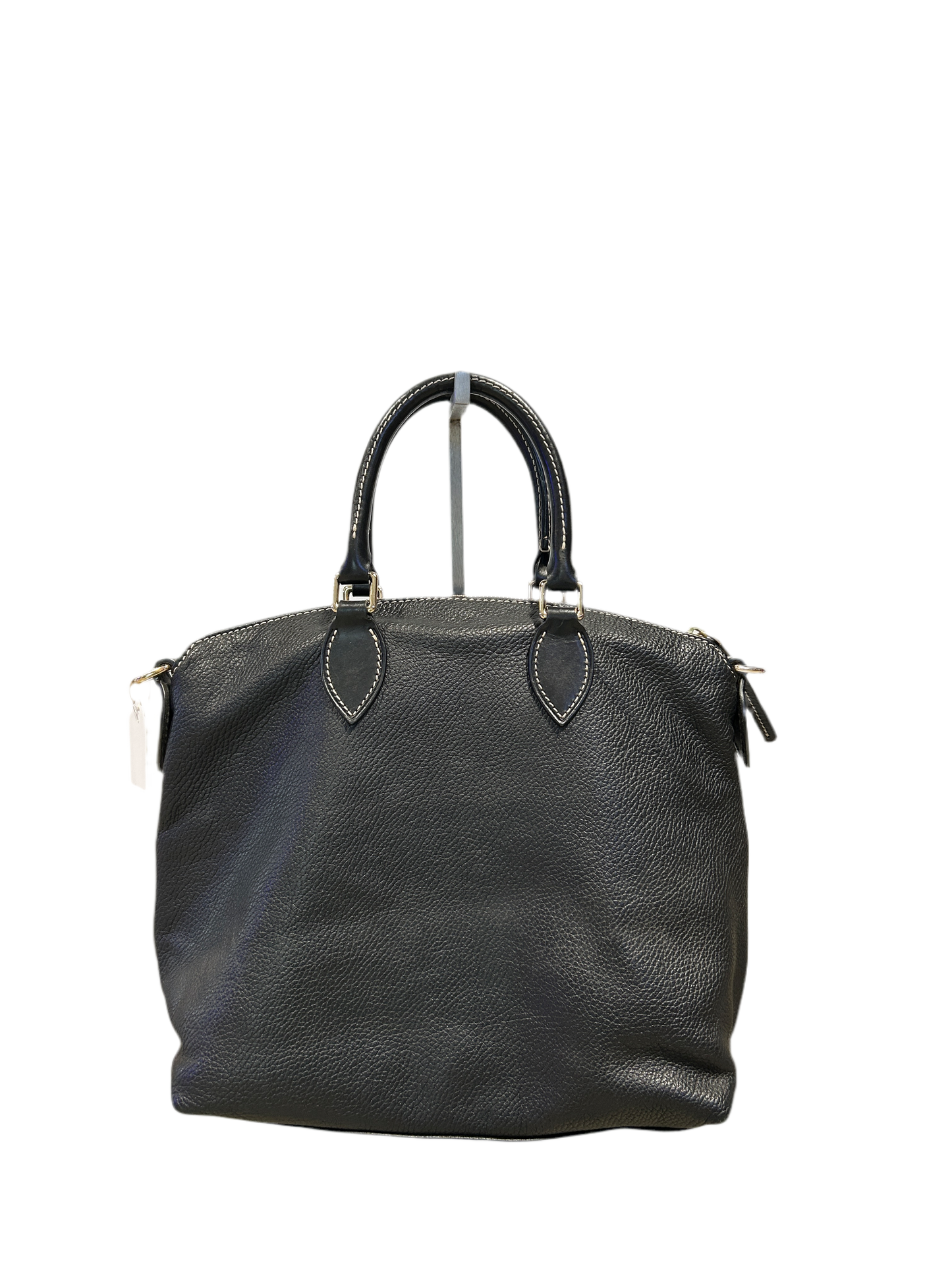 Black Pebble Grain Double Pocket Satchel Zipper Shoulder Handbag
