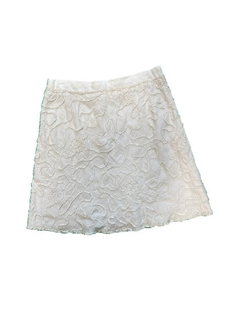 Beige Floral Embroidered Skirt
