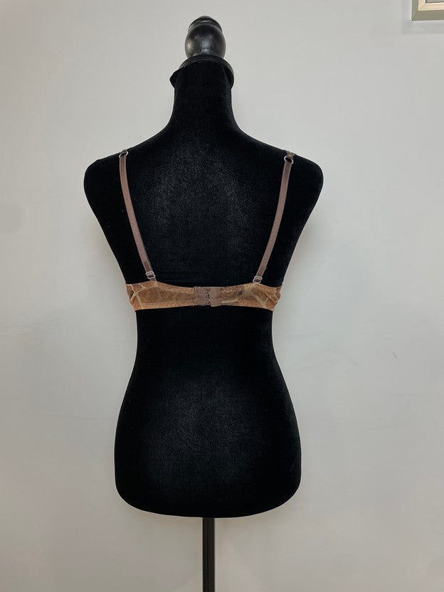 Brown Animal Print Embroidered Floral Detail Bra