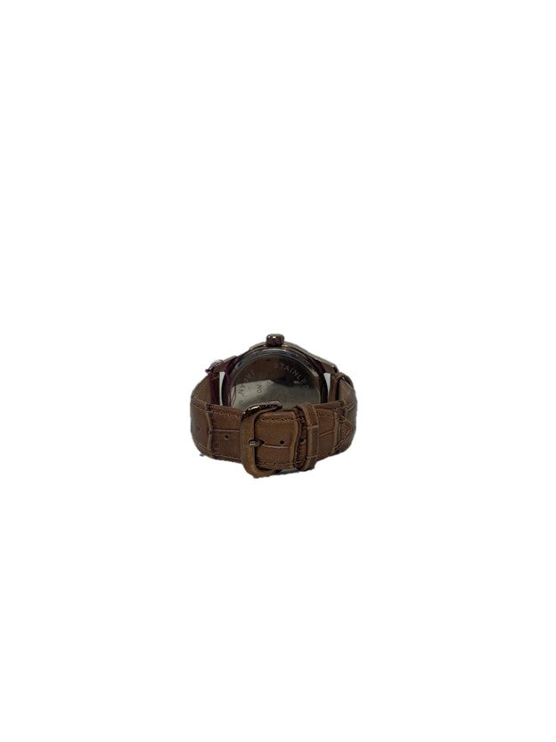 Stainless Steel Genuine Brown Leather Hand Watch