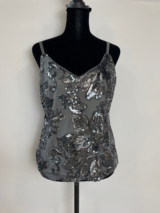 Sequin Gray Floral Ditsy Pattern Tank