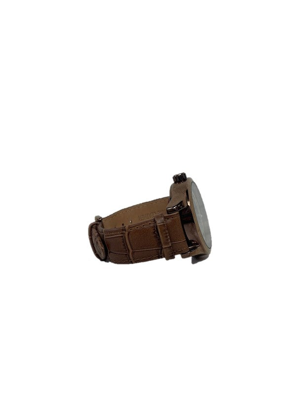 Stainless Steel Genuine Brown Leather Hand Watch