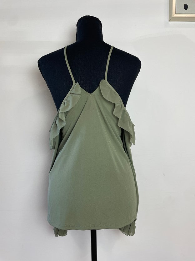 Halter Neck Cold Shoulder Flowy Blouse
