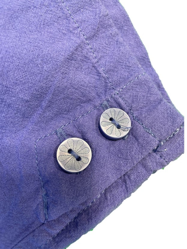 Elastic Drawstring Periwinkle Cotton Cropped Pants