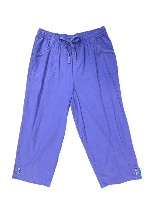 Elastic Drawstring Periwinkle Cotton Cropped Pants