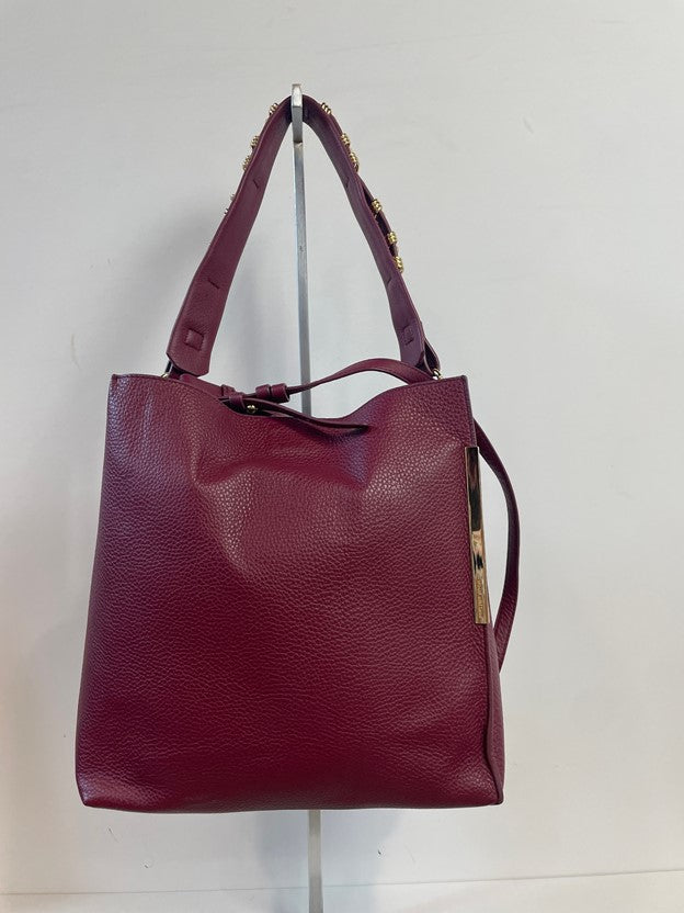 MAROON LEATHER BUCKET BAG GOLD HARDWARE