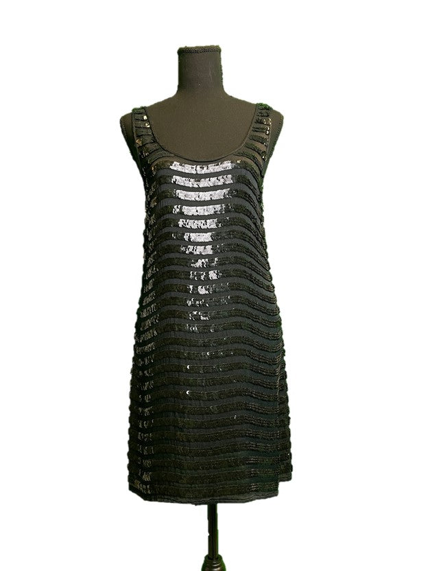 french connection sequin stripe dress French Connection serpent stripe sequin tunic dress 6 gold and navy 308 of 700