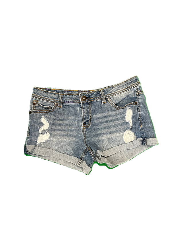 Distressed Mid Wash Short Shorts