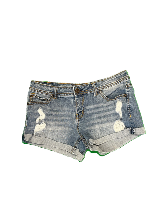 Distressed Mid Wash Short Shorts