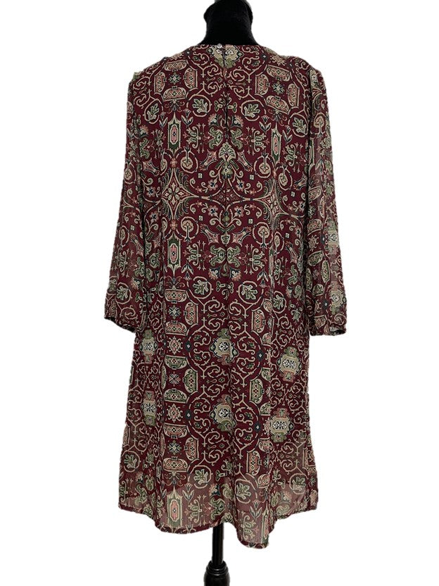 Multicolor Printed Flowy Long Sleeve Dress