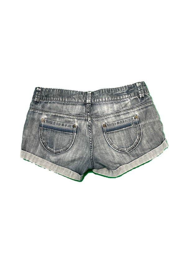 Denim Gray Wash Low Waisted Mini Shorts