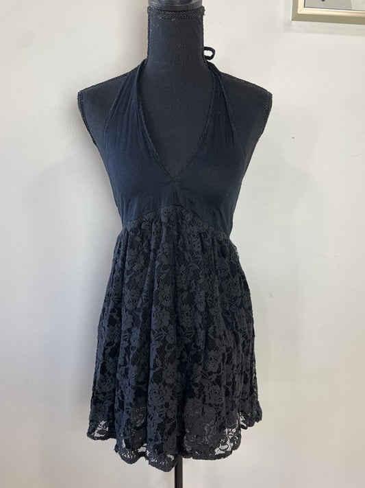 V Neck Halter Neck Mini Dress