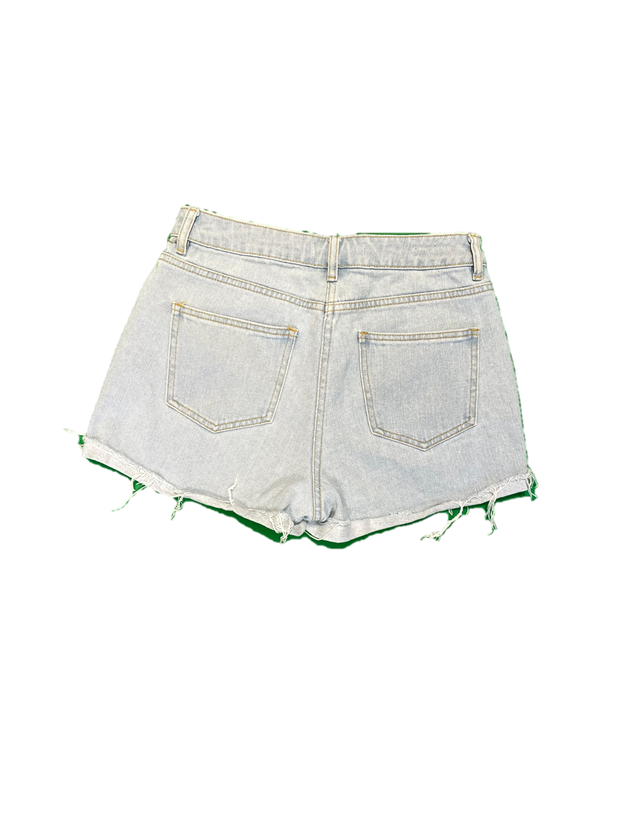 Light Wash Distressed Denim Mom Short