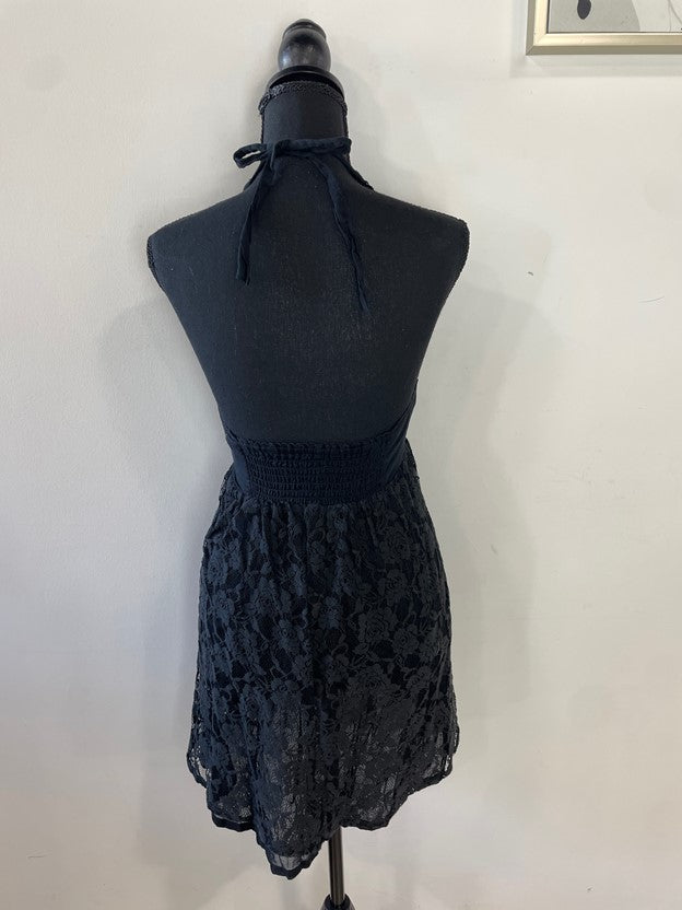 V Neck Halter Neck Mini Dress