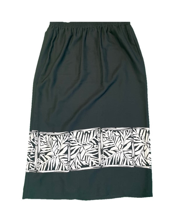 Black Tropical Print Button Detail Maxi Skirt