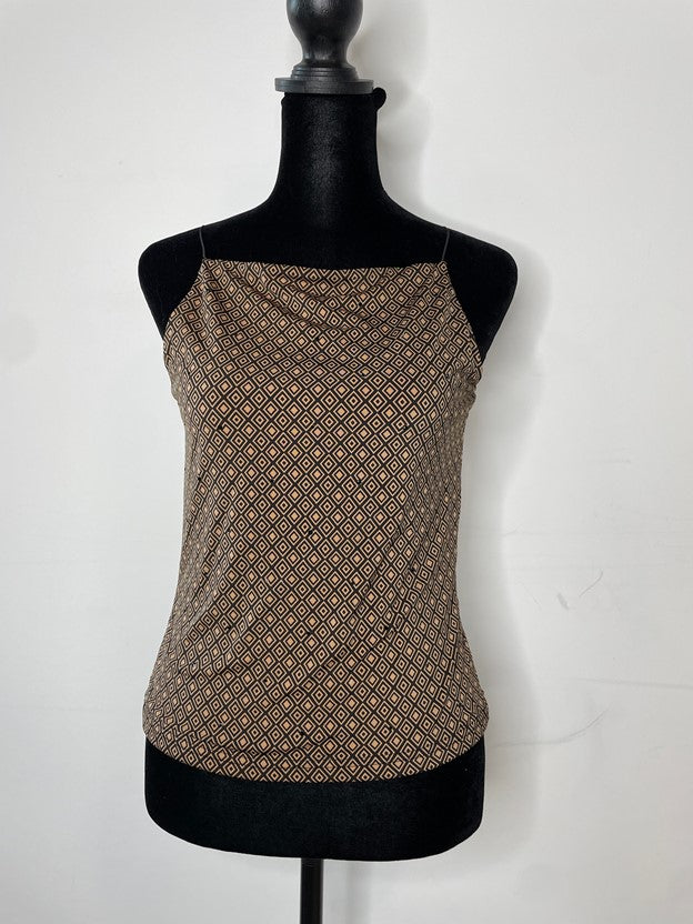 Geometric Pattern Tank Top W Rhinestones