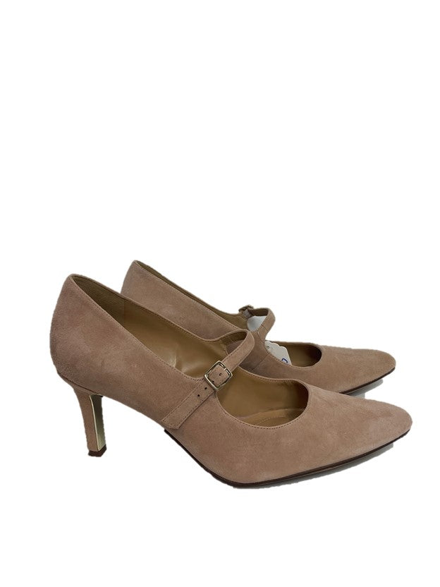 Nude Suede Mary Jane Pumps