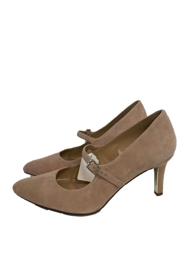 Nude Suede Mary Jane Pumps