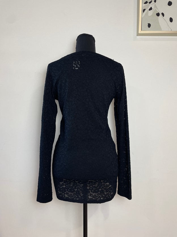 Full Floral See Through Lace Longsleeve Top