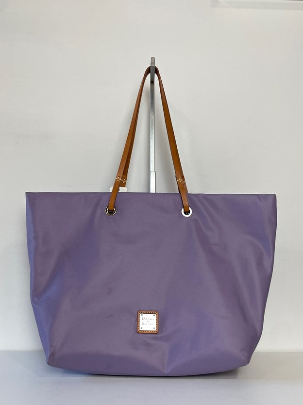 Purple Large Tote Bag Brown Leather Straps