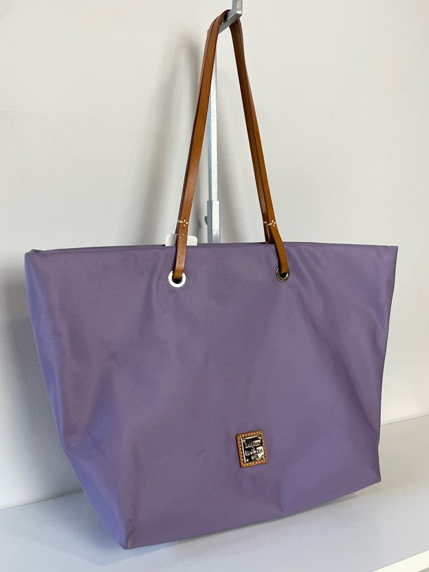 Purple Large Tote Bag Brown Leather Straps