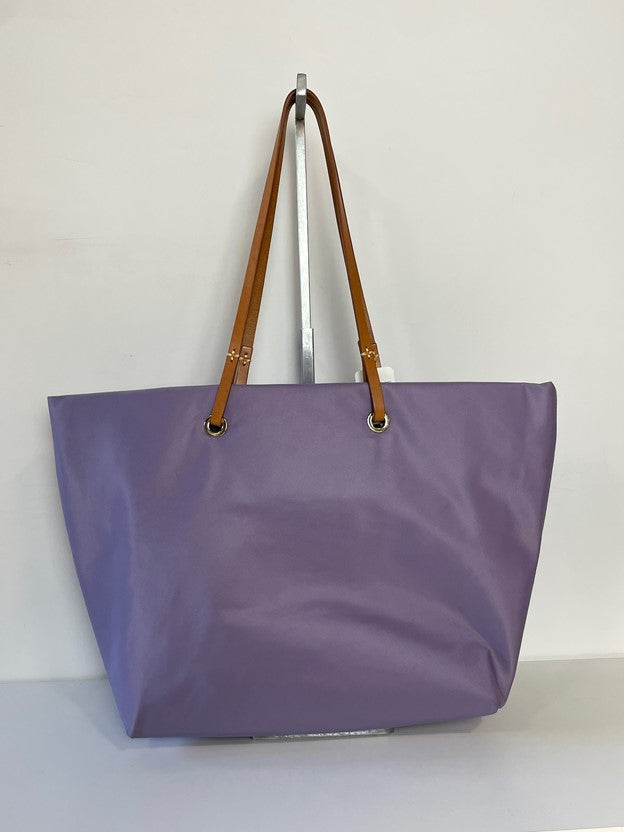 Purple Large Tote Bag Brown Leather Straps