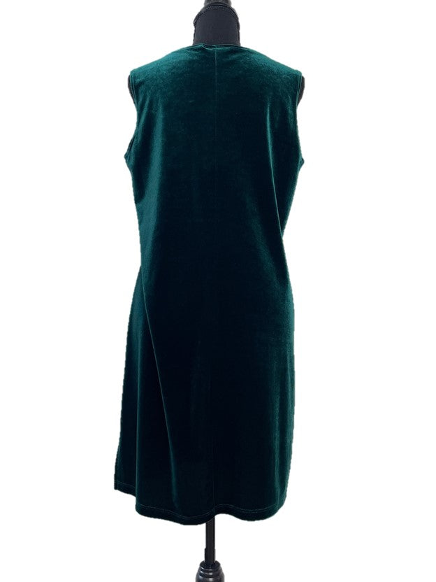 Green Suede Butterfly Detail Sleeveless Dress