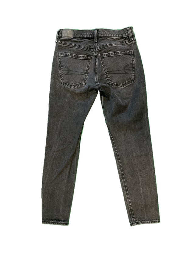 Faded Black Denim Slightly Distressed Stretch Skinny Fit Jean