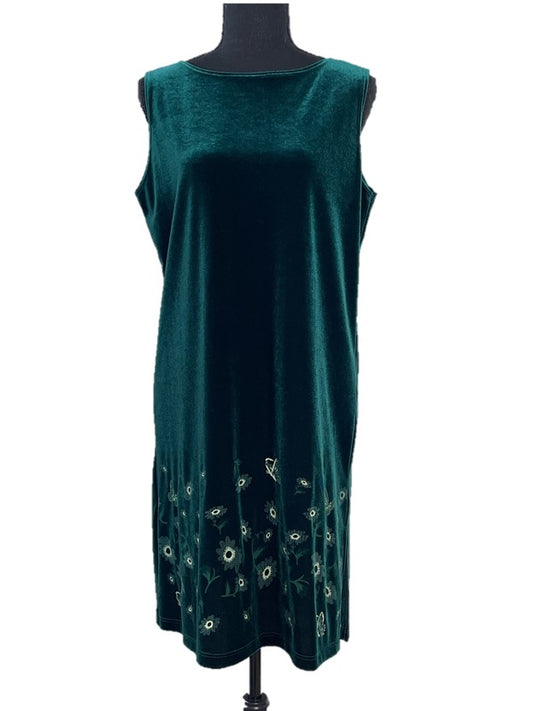 Green Suede Butterfly Detail Sleeveless Dress
