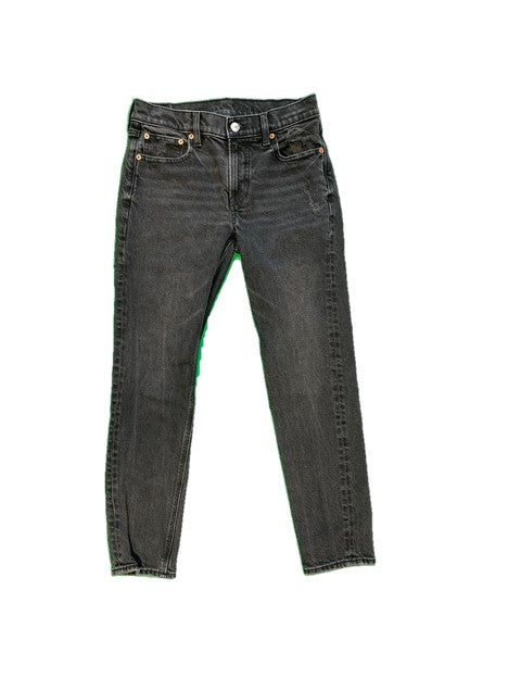 Faded Black Denim Slightly Distressed Stretch Skinny Fit Jean