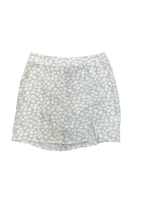 Light Blue Flower Print Mini Skirt