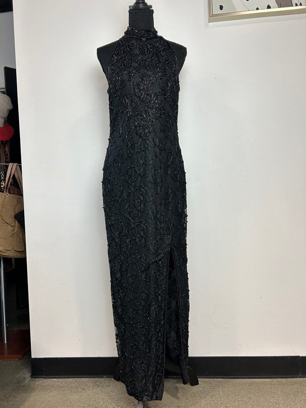 Vintage High Neck Halter Beaded Gown