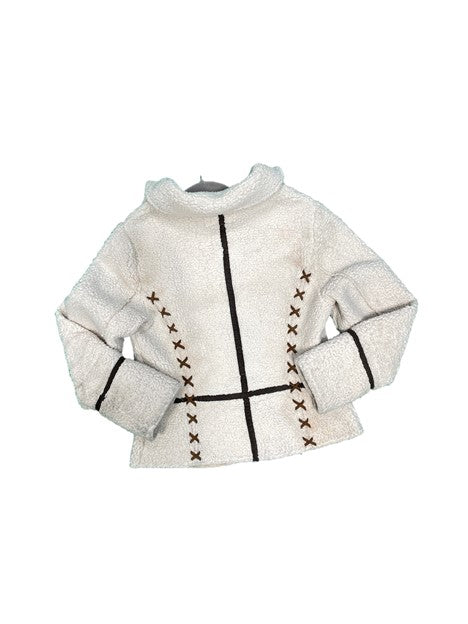 Sherpa Zip up Lace up Suede Detail Jacket
