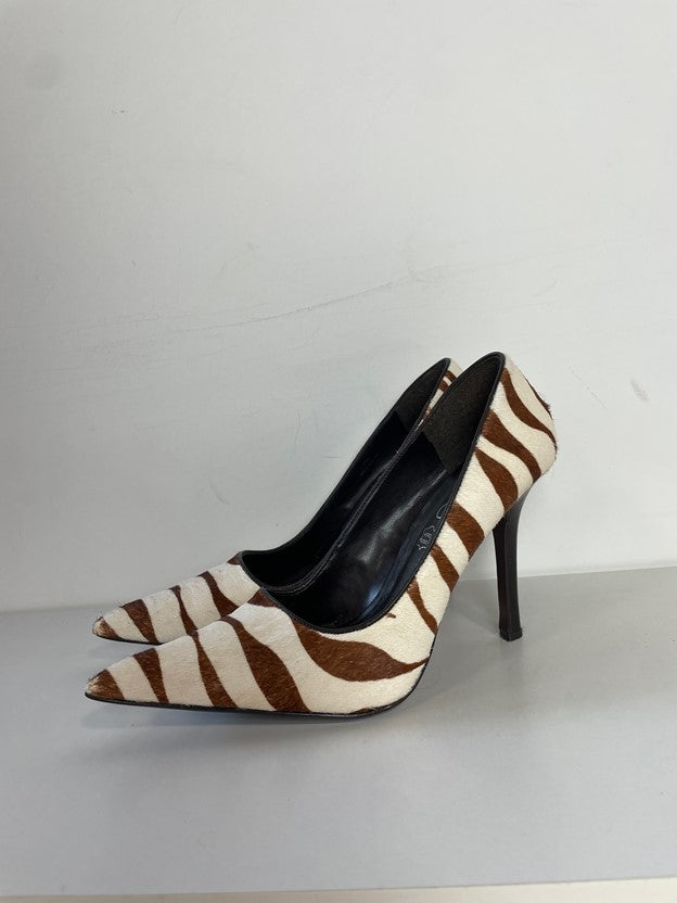 Brown Zebra Print Heels w/ Matching Convertible Clutch Purse